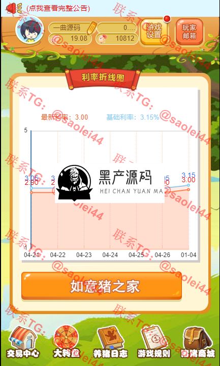 区块链如意猪 农场游戏牧场养殖游戏猪之家带商城如意猪龙猫传奇/吉祥兔天鹅城/富贵鸡 基于thinkphp