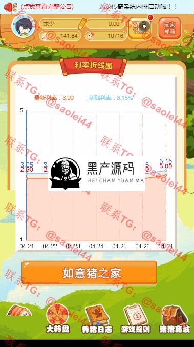 【完美运营版如意猪】如意猪宠物农场养殖系统330农场养殖游戏猪龙猫传奇吉祥兔天鹅城富贵鸡理财复利养殖游戏源码